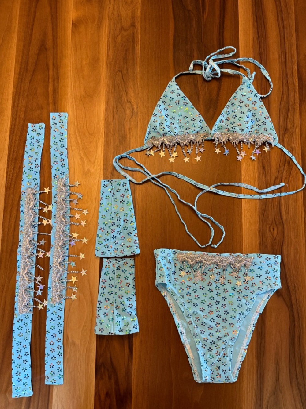 Baby Blue Gypsy Star Triangle Top and Star High Cut Bottoms